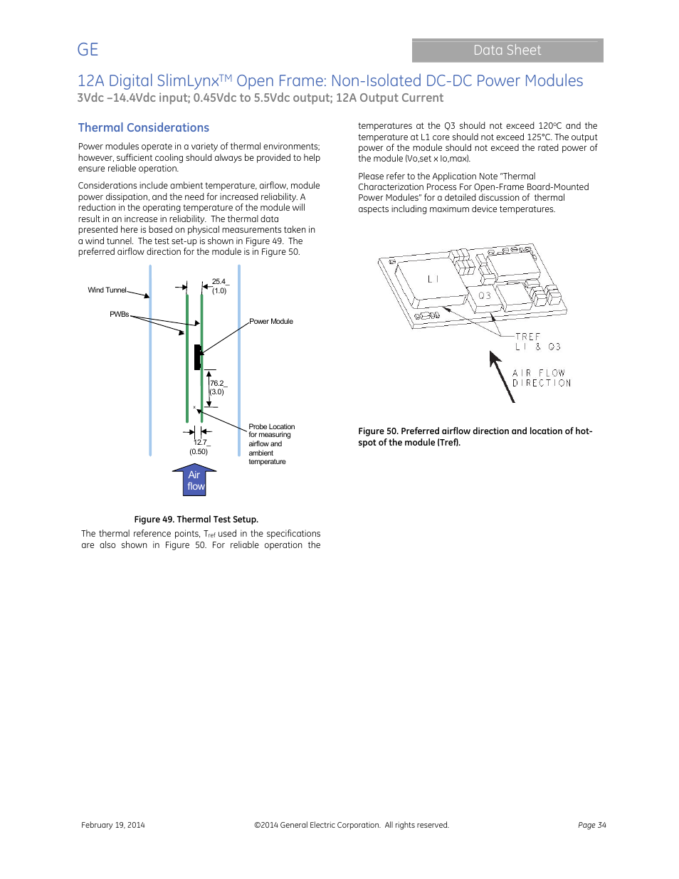 12a digital slimlynx, Open frame: non-isolated dc-dc power modules, Data sheet | GE Industrial Solutions 12A Digital SlimLynx Open Frame User Manual | Page 34 / 40