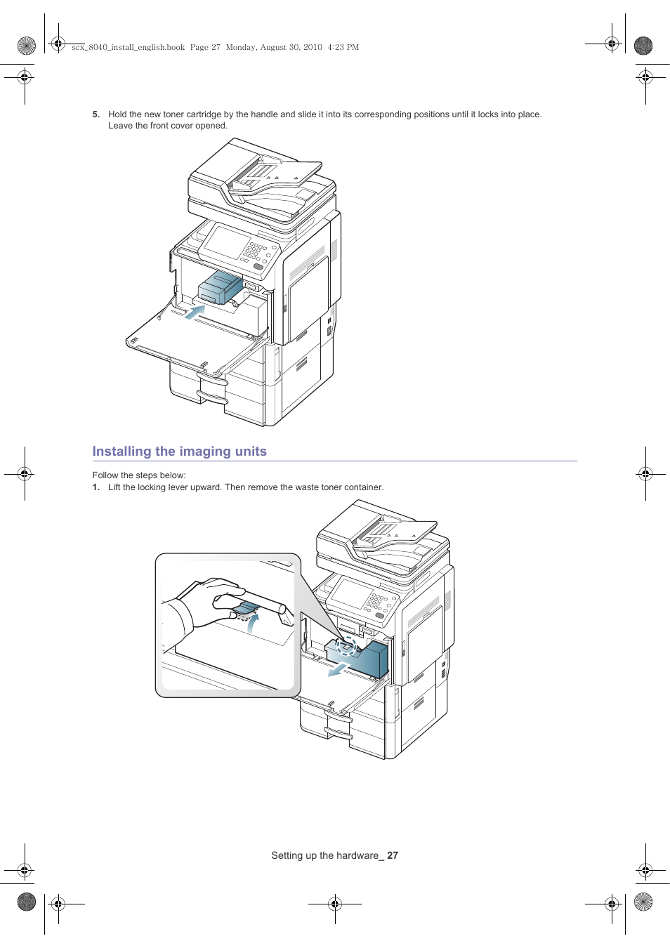 Installing the imaging units | Samsung SCX-8030ND User Manual | Page 27 / 66