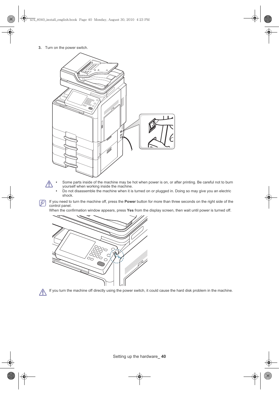 Setting up the hardware _ 40 | Samsung SCX-8030ND User Manual | Page 40 / 66
