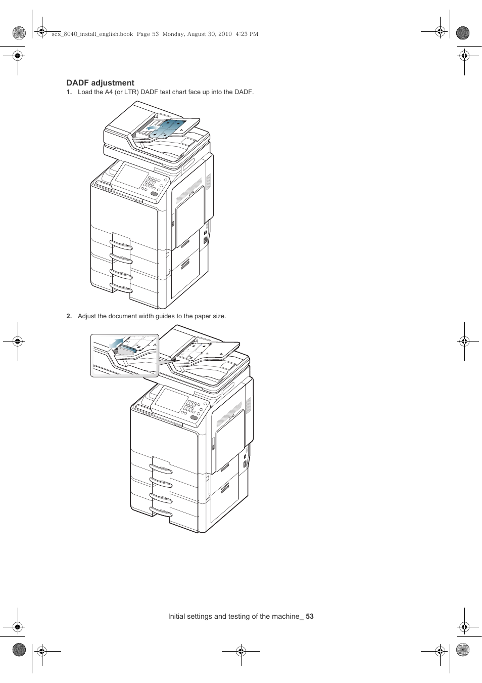 Dadf adjustment | Samsung SCX-8030ND User Manual | Page 53 / 66