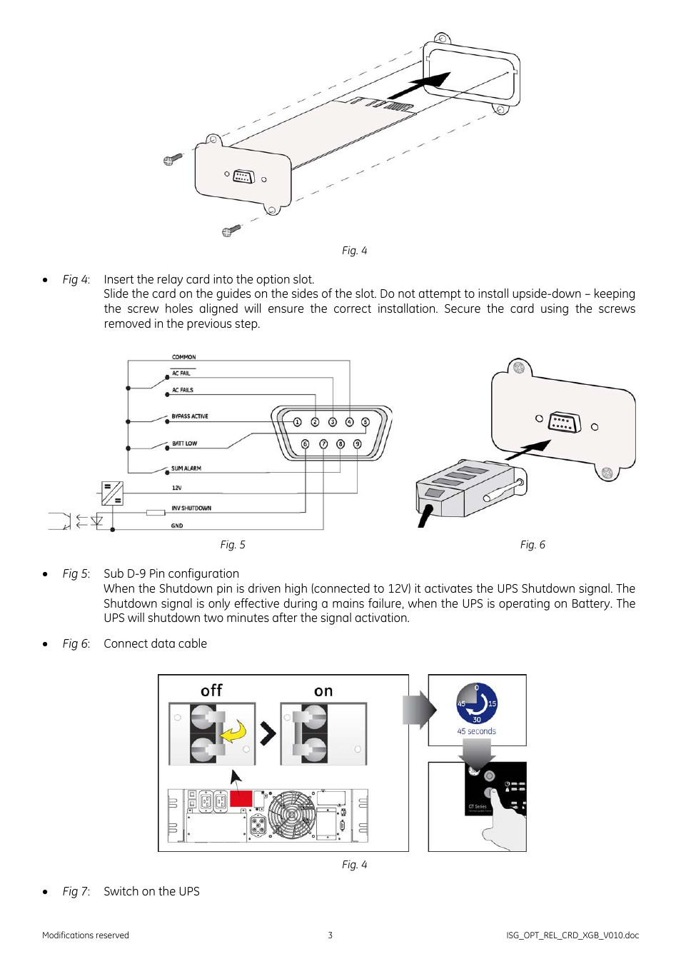GE Industrial Solutions Relay Card for GE's GT Series UPS (6&10kVA) User Manual | Page 3 / 4