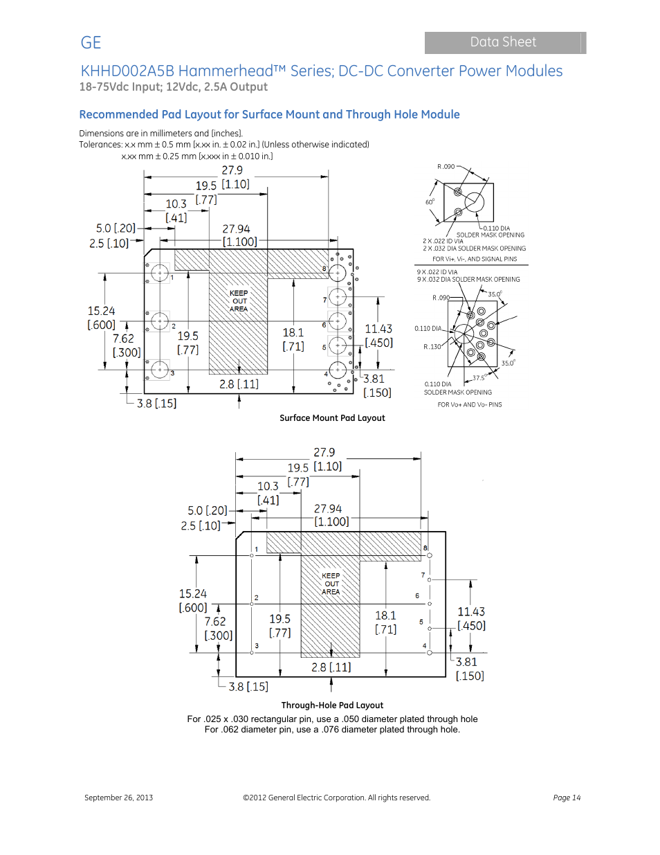 Data sheet | GE Industrial Solutions KHHD002A5B Hammerhead Series User Manual | Page 14 / 16