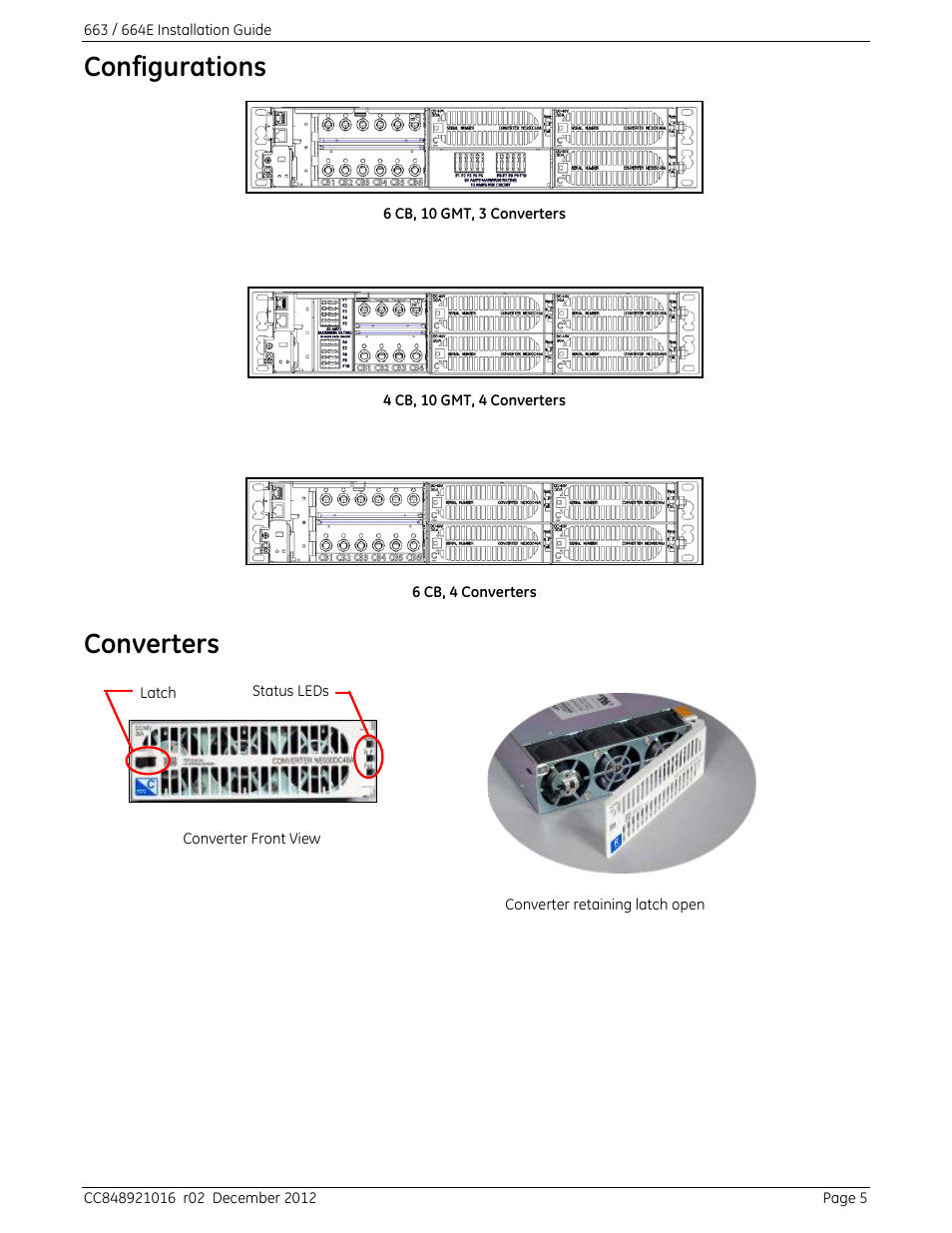 Configurations, Converters | GE Industrial Solutions 664 Infinity C DC to DC Power System User Manual | Page 5 / 14