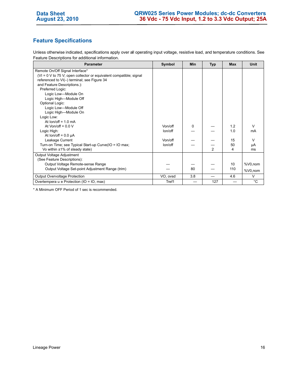 GE Industrial Solutions QRW025 Series User Manual | Page 16 / 27