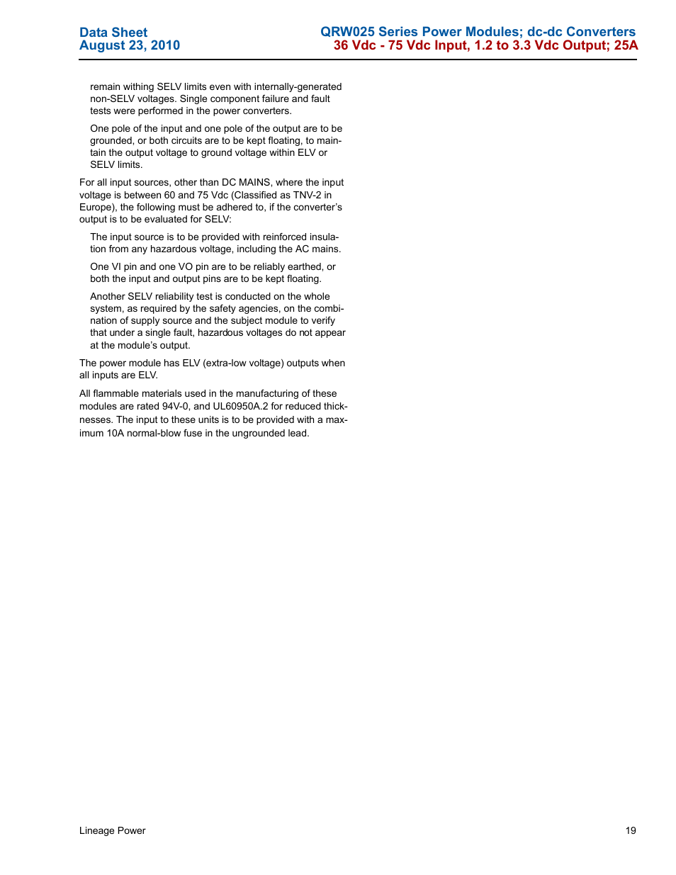 GE Industrial Solutions QRW025 Series User Manual | Page 19 / 27