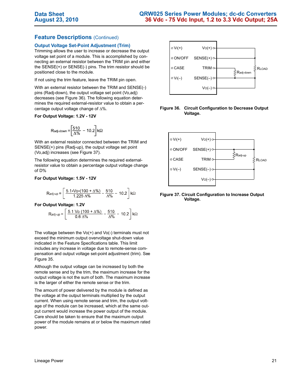 GE Industrial Solutions QRW025 Series User Manual | Page 21 / 27