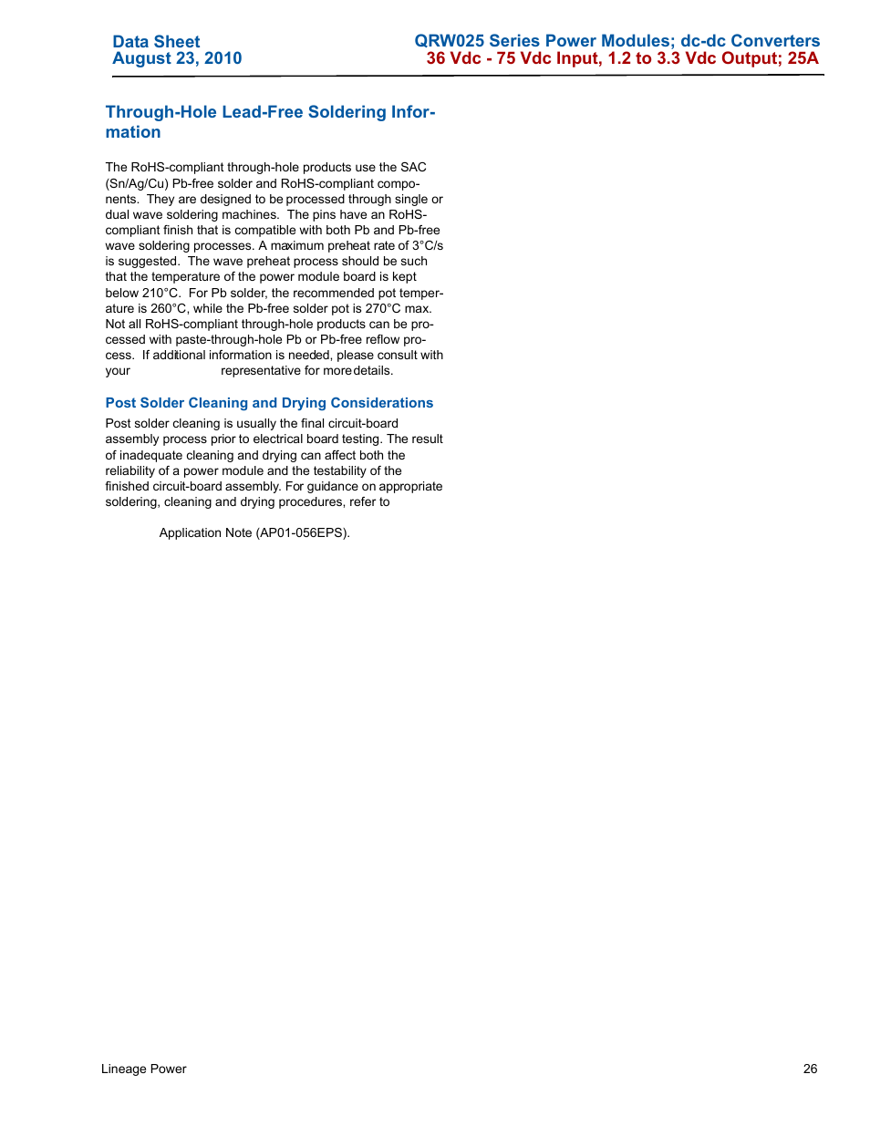 GE Industrial Solutions QRW025 Series User Manual | Page 26 / 27