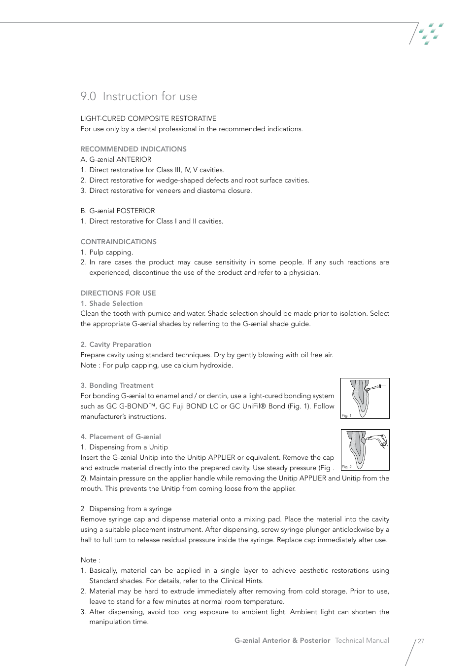 0 instruction for use | GC EUROPE G-aenial User Manual | Page 27 / 36