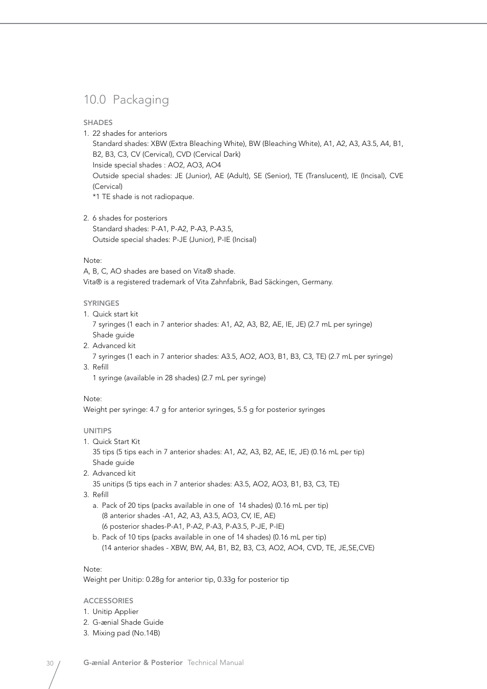 0 packaging | GC EUROPE G-aenial User Manual | Page 30 / 36