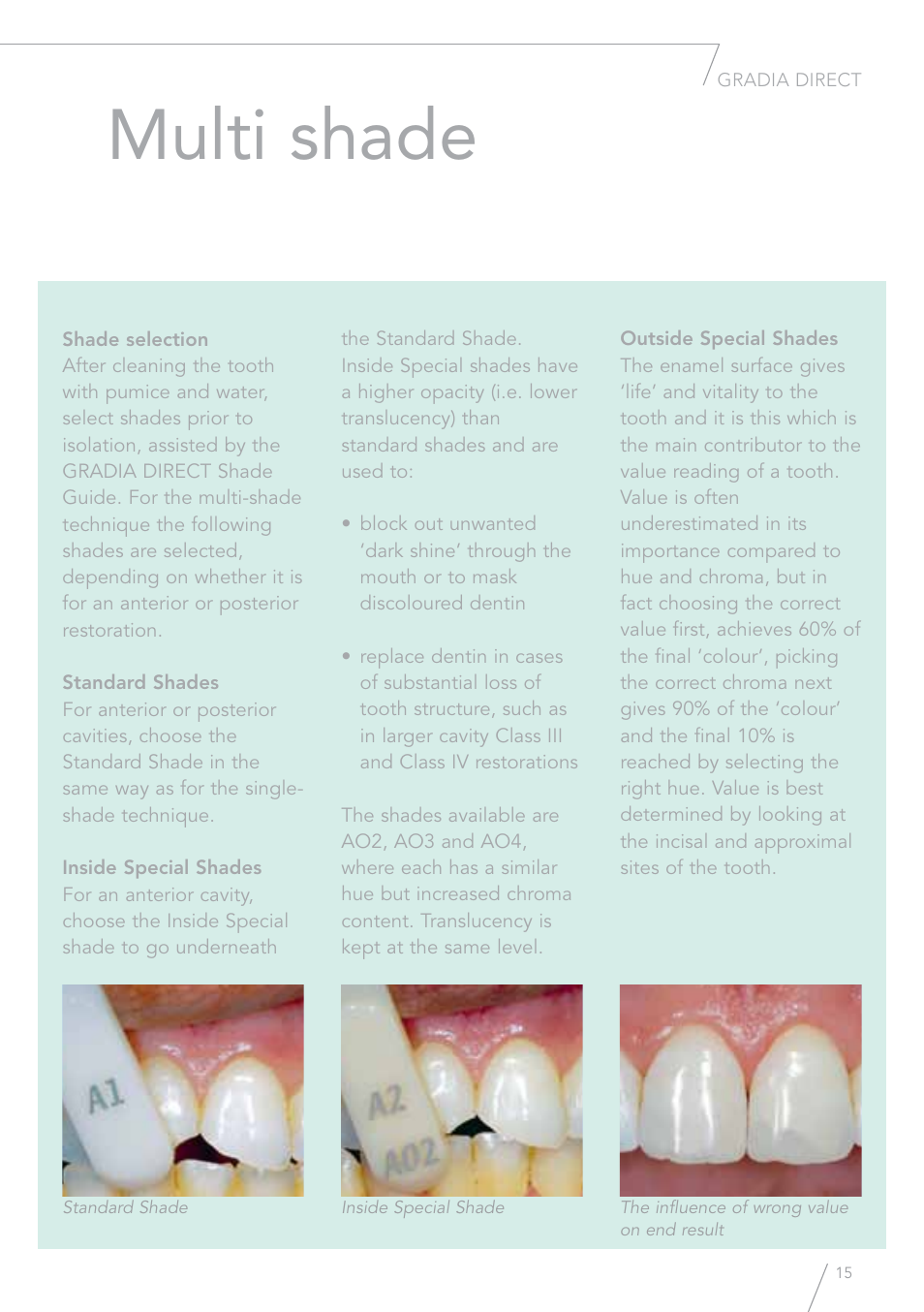 Multi shade | GC EUROPE GRADIA Direct (X) User Manual | Page 15 / 24