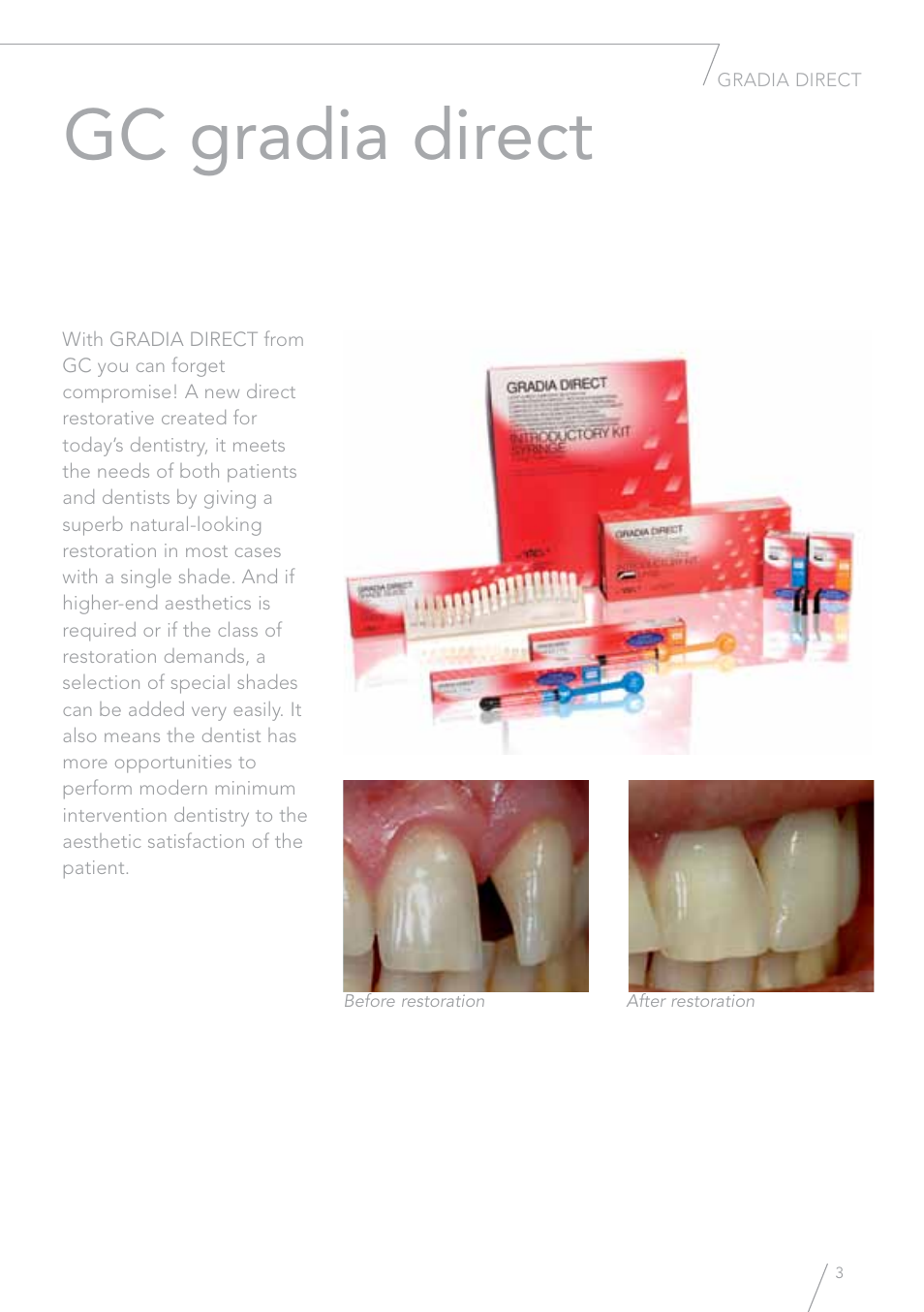 Gc gradia direct | GC EUROPE GRADIA Direct (X) User Manual | Page 3 / 24