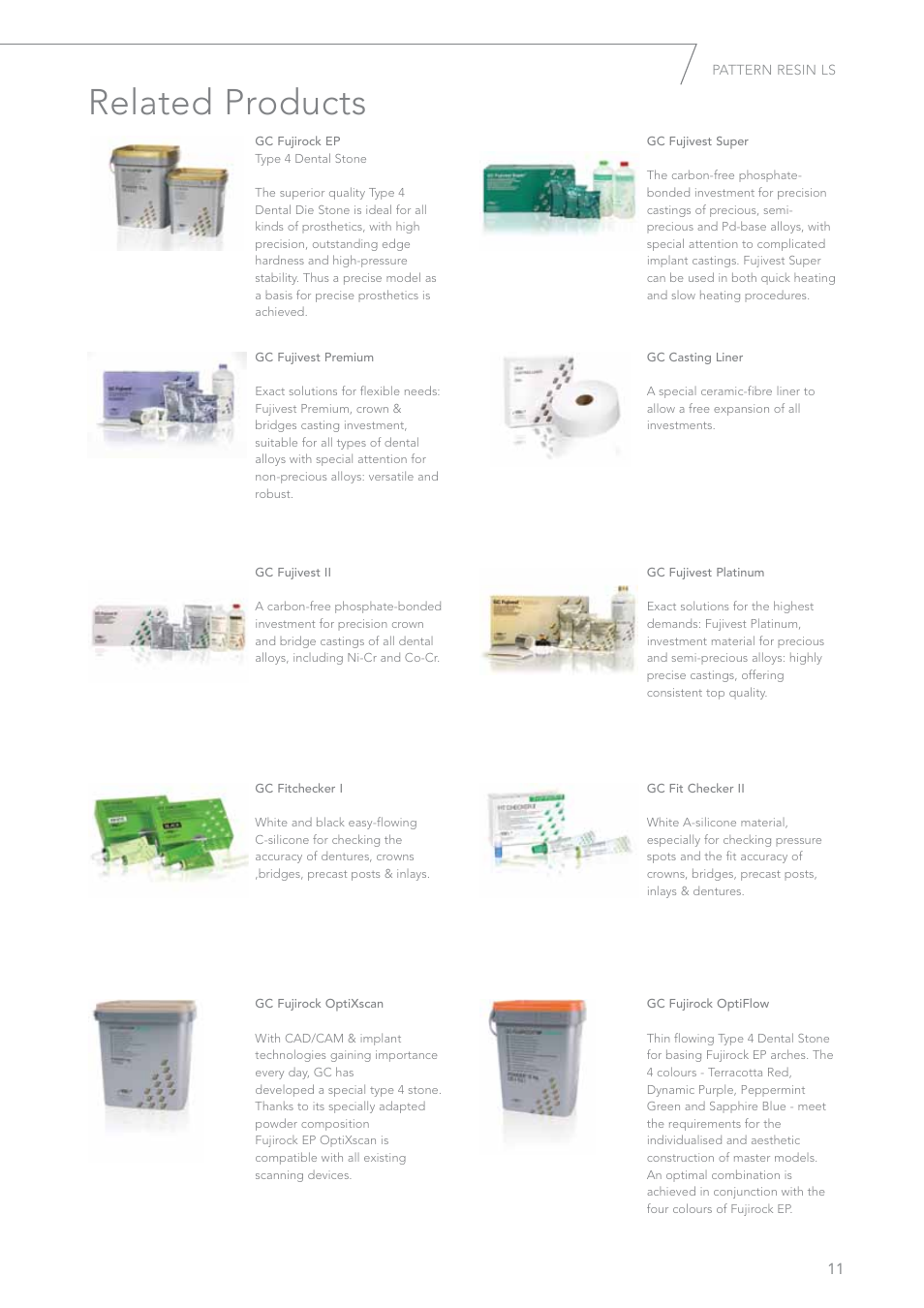 Related products | GC EUROPE Pattern Resin LS User Manual | Page 11 / 12