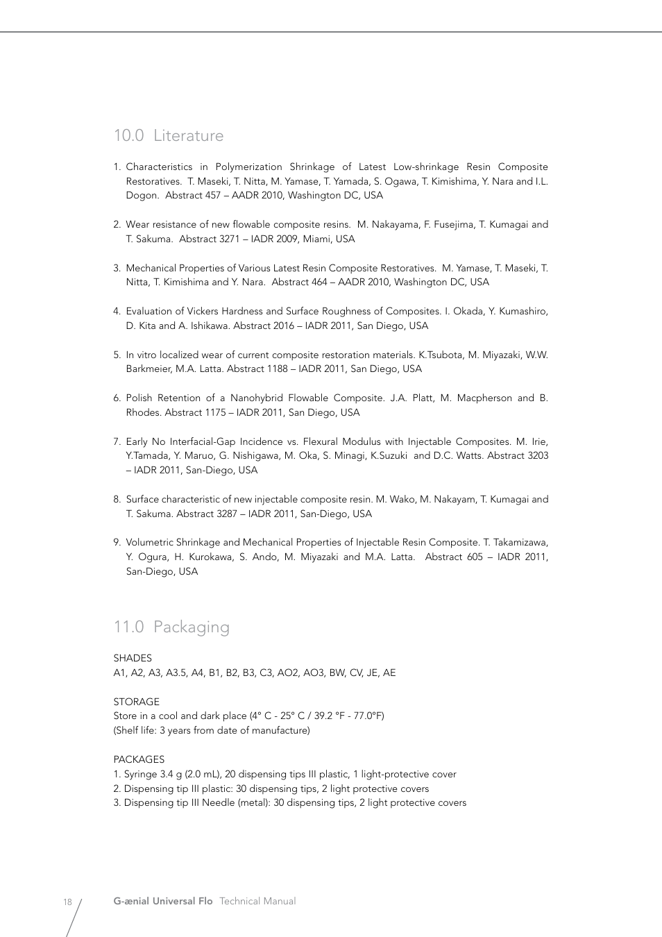 0 literature, 0 packaging | GC EUROPE G-aenial Universal Flo User Manual | Page 18 / 20