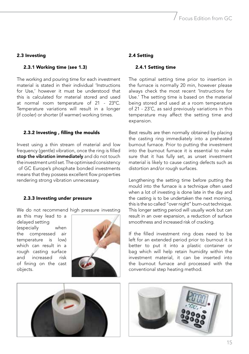 GC EUROPE Fujivest Super User Manual | Page 15 / 68