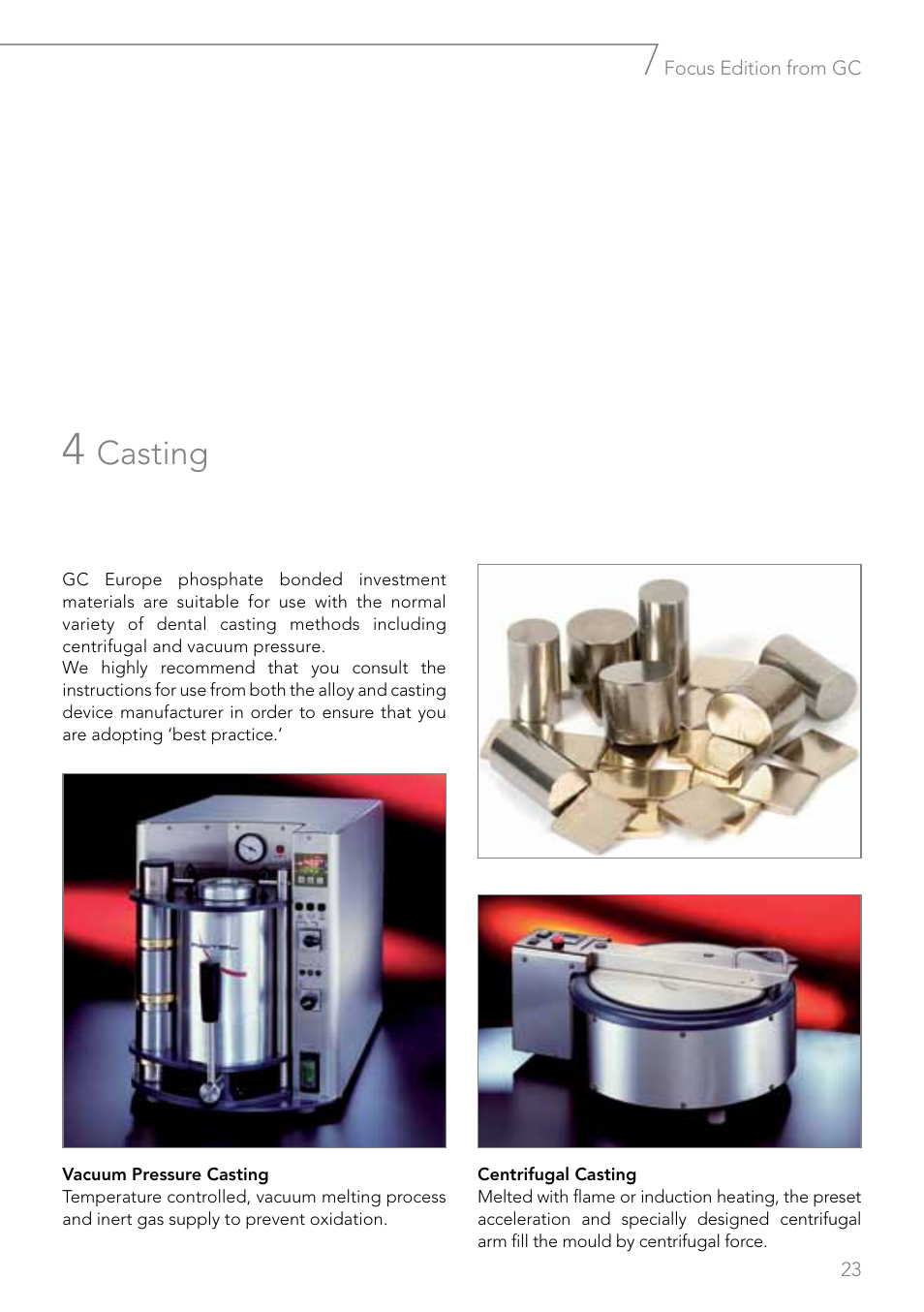 Casting | GC EUROPE Fujivest Super User Manual | Page 23 / 68