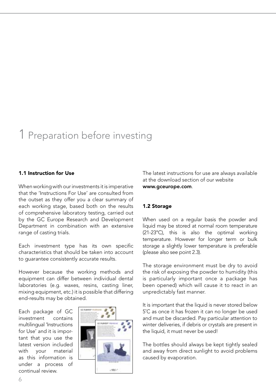 Preparation before investing | GC EUROPE Fujivest Super User Manual | Page 6 / 68
