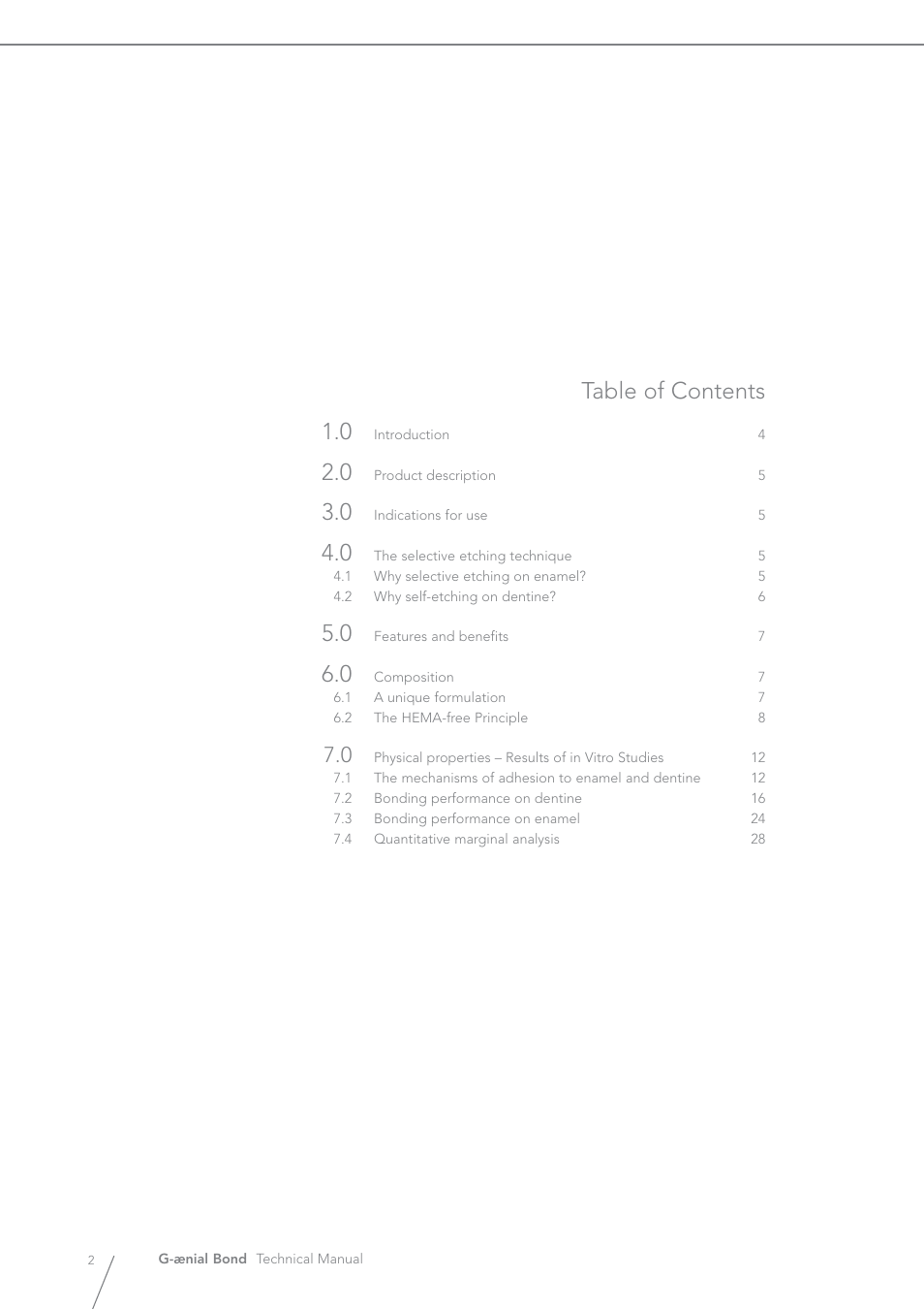 Table of contents 1.0 | GC EUROPE G-aenial Bond User Manual | Page 2 / 48