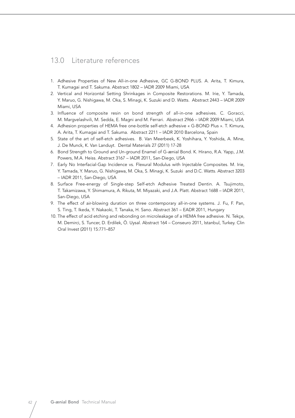 0 literature references | GC EUROPE G-aenial Bond User Manual | Page 42 / 48