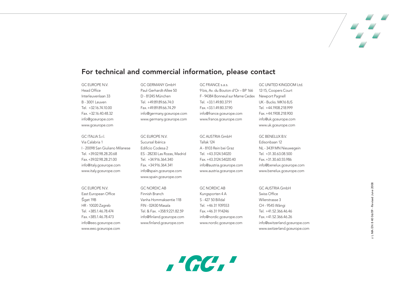 GC EUROPE GRADIA User Manual | Page 36 / 36
