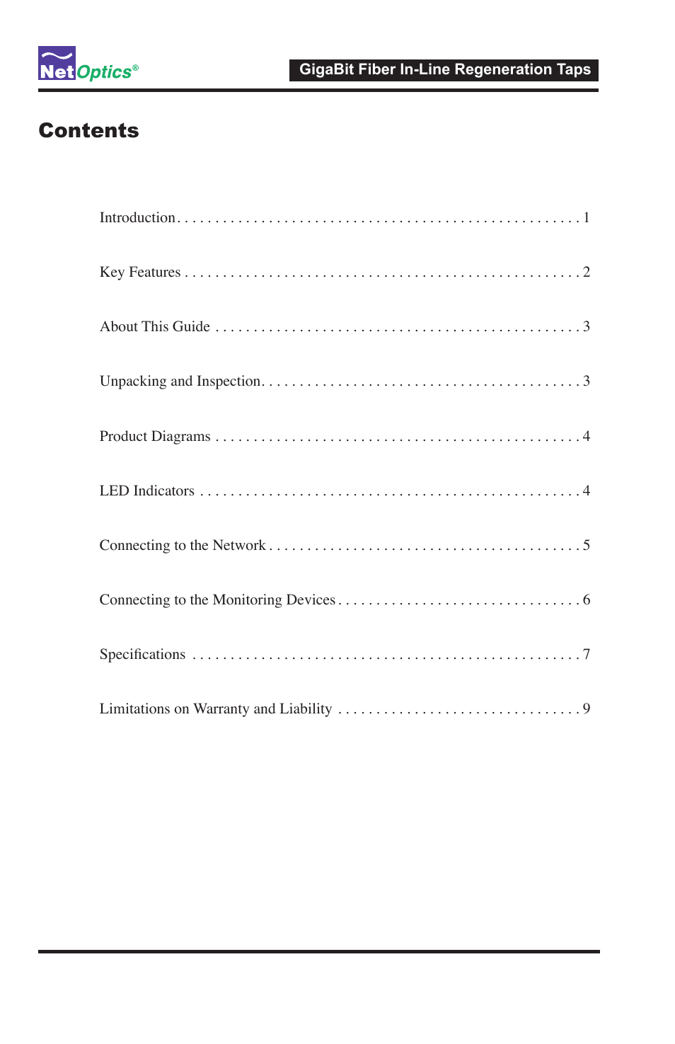 Net Optics GigaBit Fiber In-Line Regeneration Tap User Manual | Page 3 / 16
