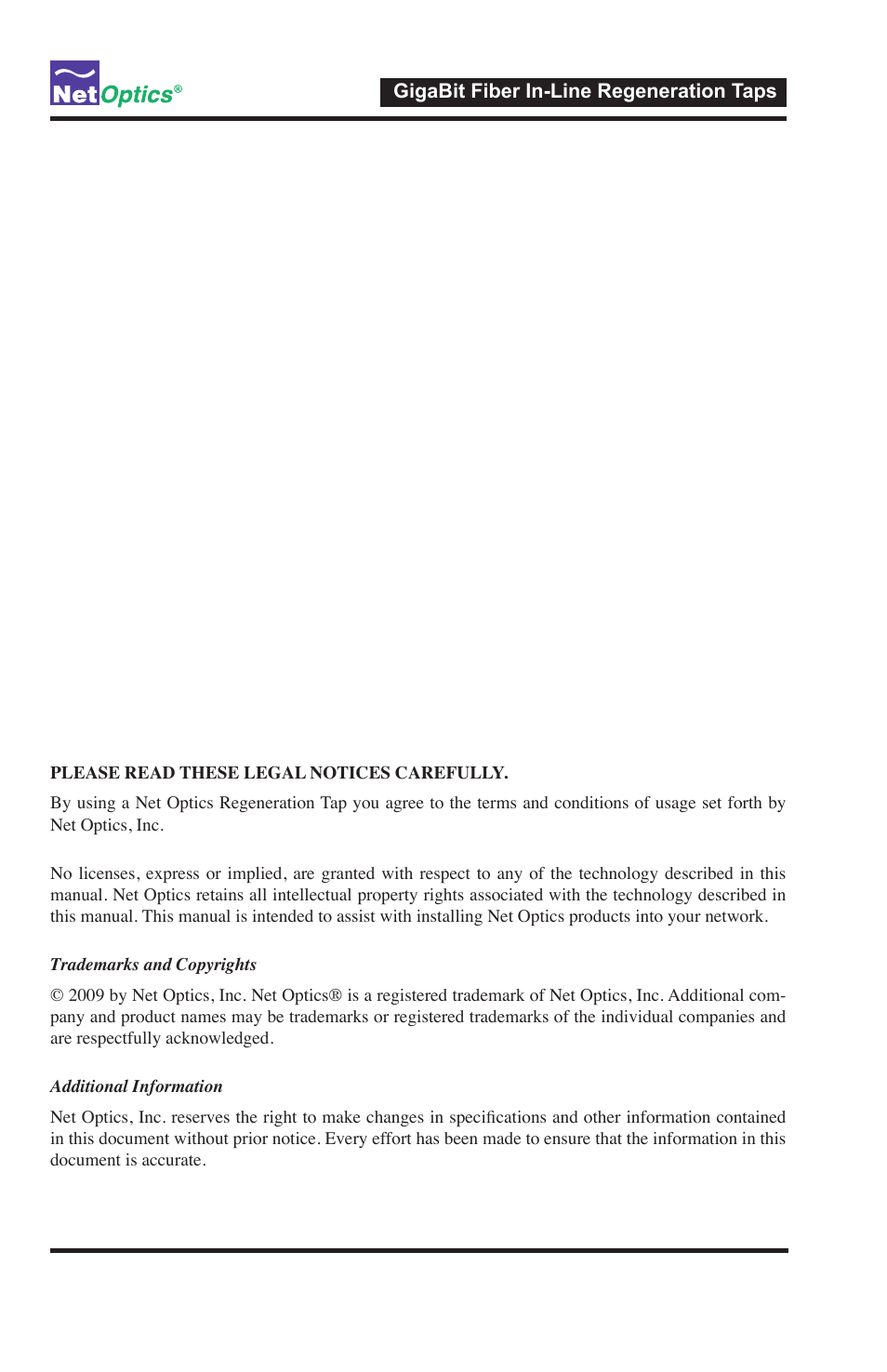 Net Optics GigaBit Fiber In-Line Regeneration Tap User Manual | Page 4 / 16