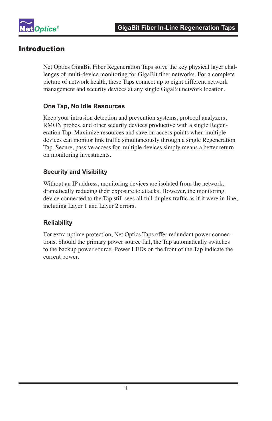 Net Optics GigaBit Fiber In-Line Regeneration Tap User Manual | Page 5 / 16