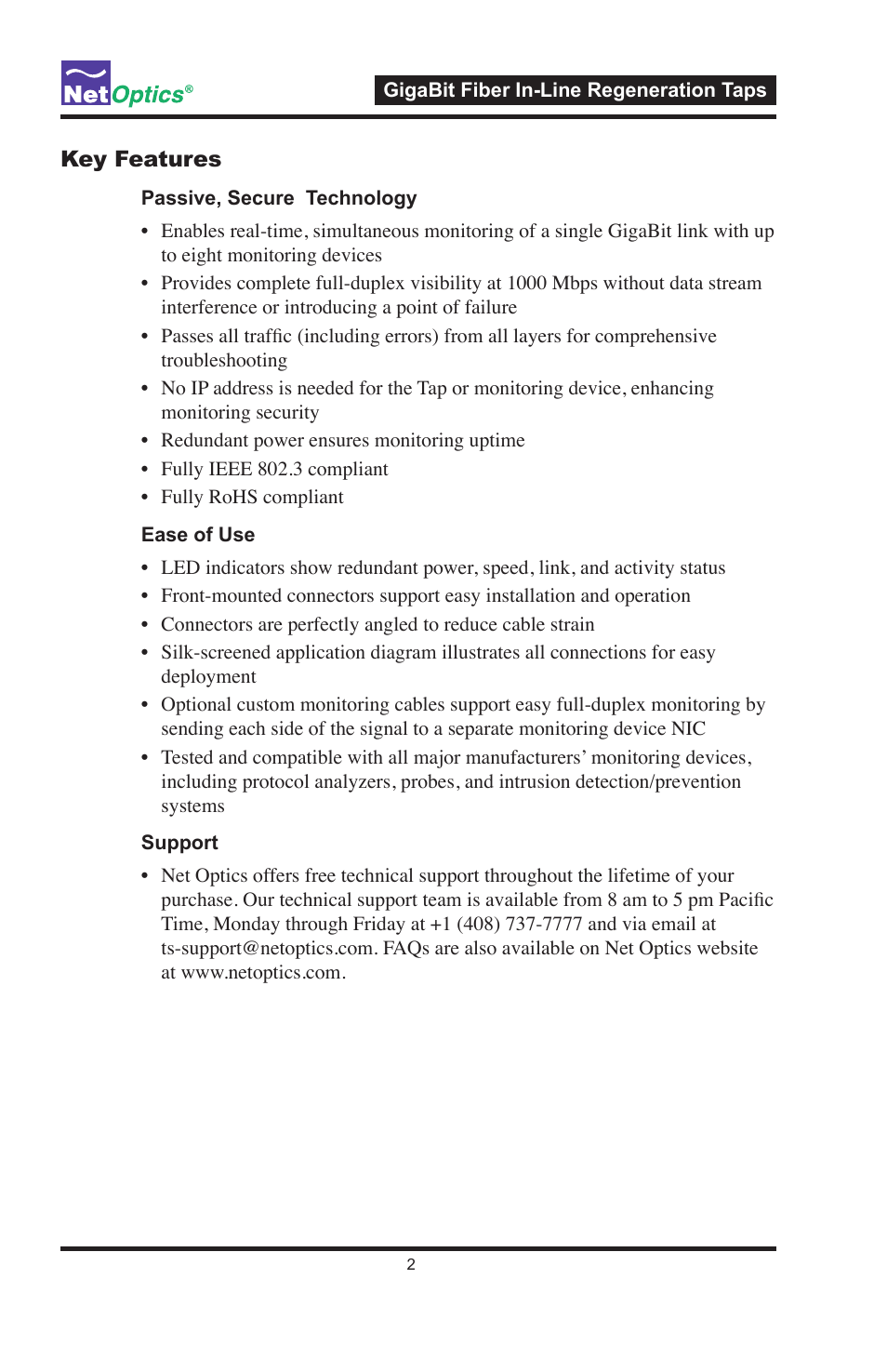 Net Optics GigaBit Fiber In-Line Regeneration Tap User Manual | Page 6 / 16