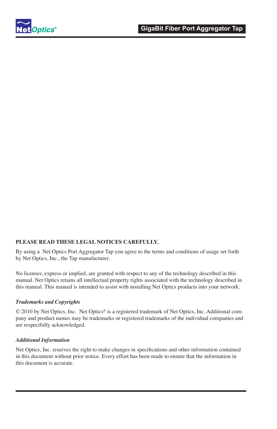 Net Optics GigaBit Fiber SFP Port Aggregator Tap User Manual | Page 4 / 16