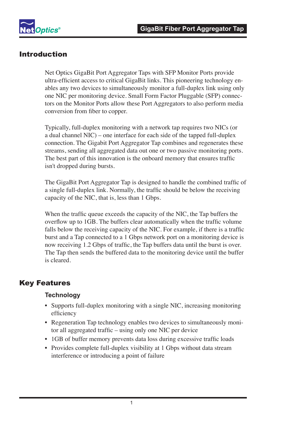 Net Optics GigaBit Fiber SFP Port Aggregator Tap User Manual | Page 5 / 16