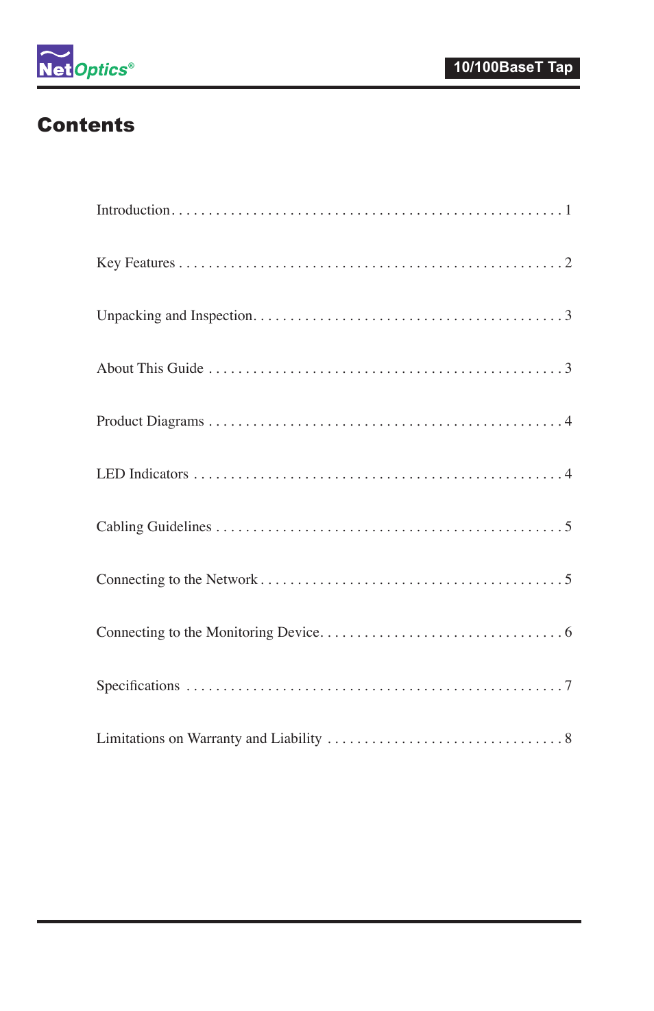 Net Optics 10_100BaseT Tap User Manual | Page 3 / 16