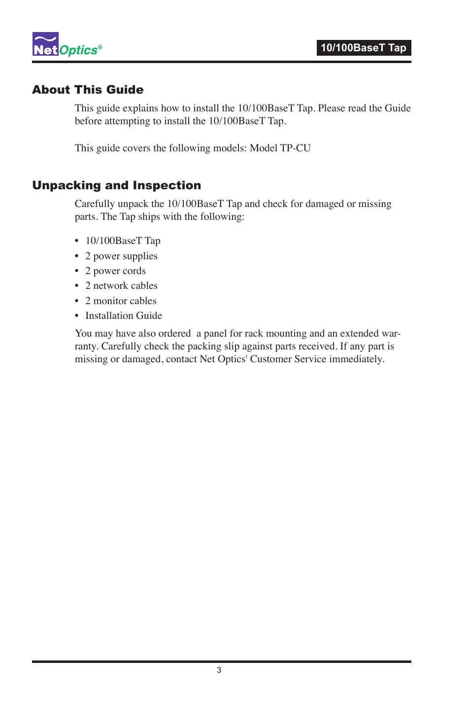 Net Optics 10_100BaseT Tap User Manual | Page 7 / 16