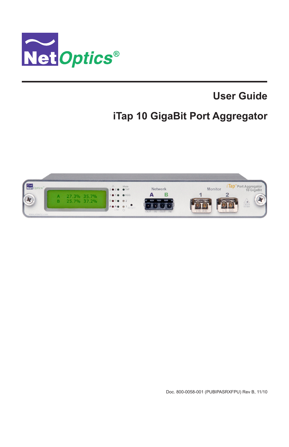 Net Optics iTap 10 GigaBit Port Aggregator User Manual | 64 pages