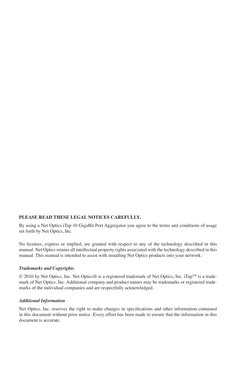 Net Optics iTap 10 GigaBit Port Aggregator User Manual | Page 2 / 64