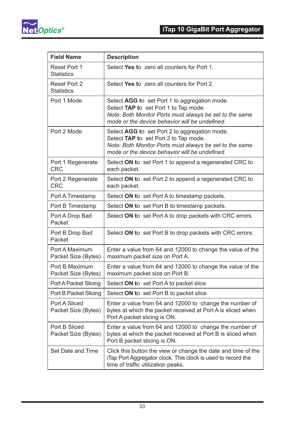 Net Optics iTap 10 GigaBit Port Aggregator User Manual | Page 37 / 64