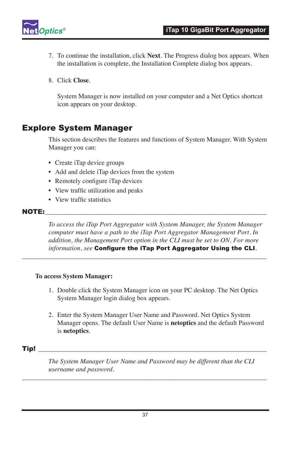 Explore system manager | Net Optics iTap 10 GigaBit Port Aggregator User Manual | Page 41 / 64