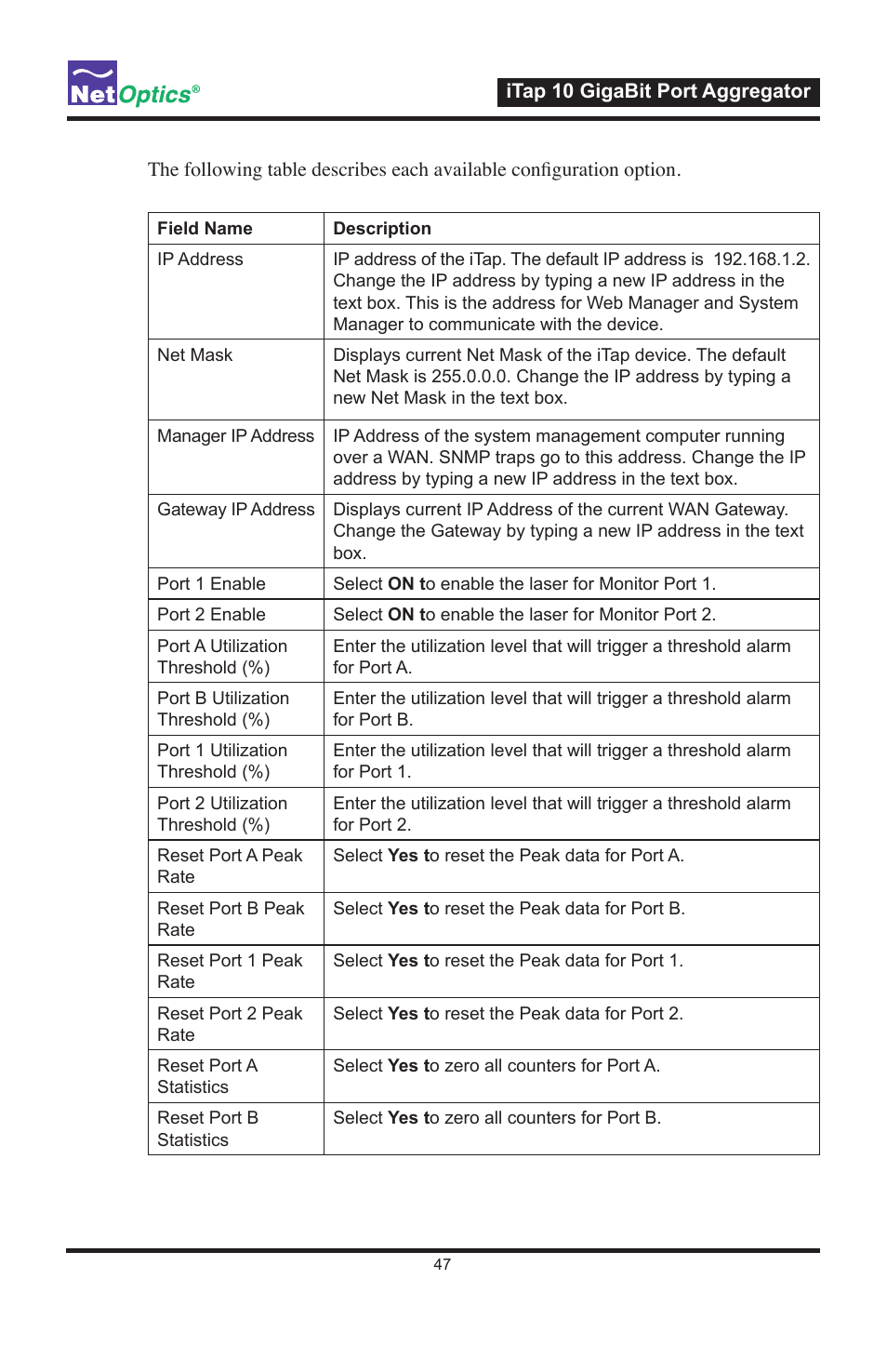 Net Optics iTap 10 GigaBit Port Aggregator User Manual | Page 51 / 64
