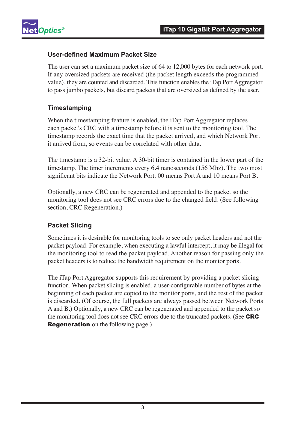 Net Optics iTap 10 GigaBit Port Aggregator User Manual | Page 7 / 64