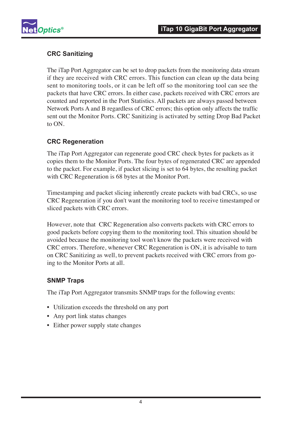 Net Optics iTap 10 GigaBit Port Aggregator User Manual | Page 8 / 64