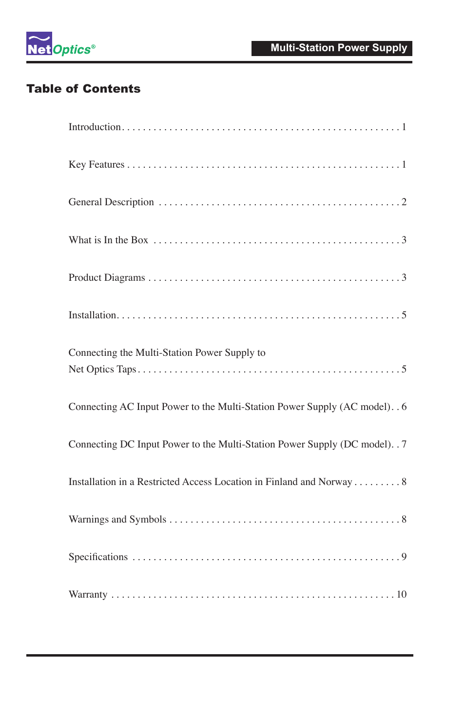 Net Optics Multi-Station Power Supply User Manual | Page 3 / 16