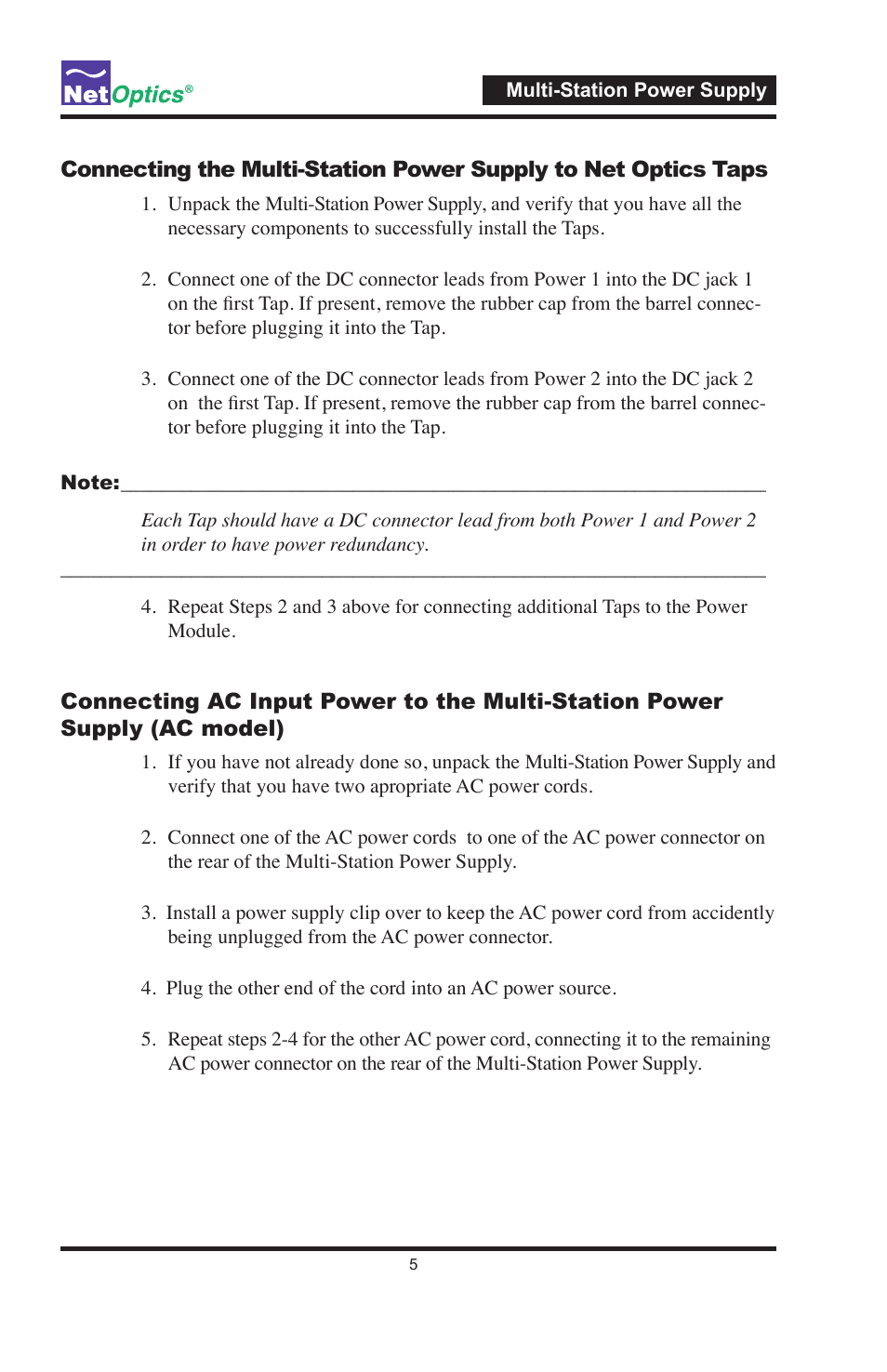 Net Optics Multi-Station Power Supply User Manual | Page 9 / 16