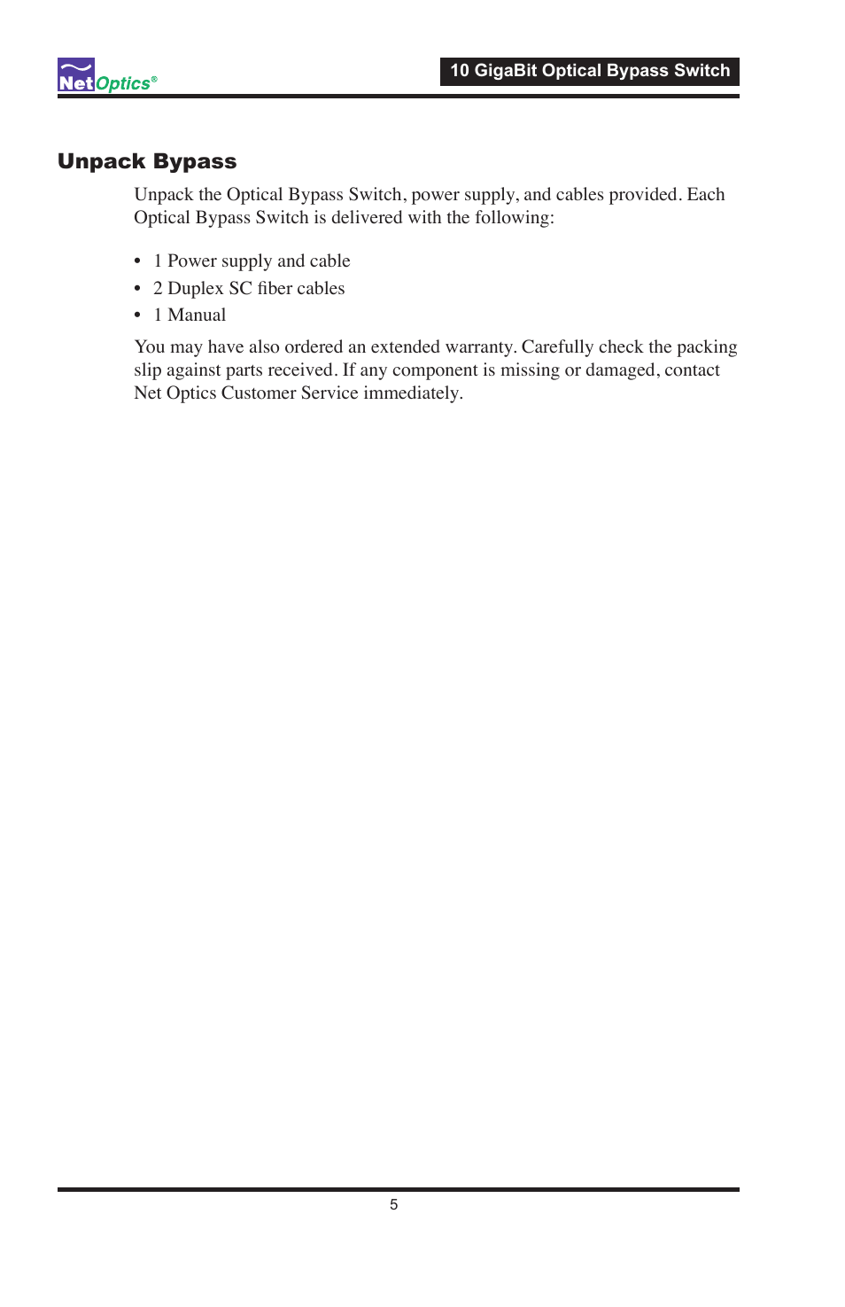 Net Optics 10 GigaBit Optical Bypass Switch User Manual | Page 9 / 16