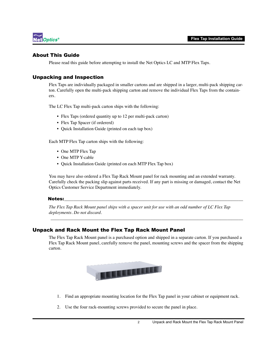 About this guide, Unpacking and inspection | Net Optics Flex Tap User Manual | Page 6 / 13
