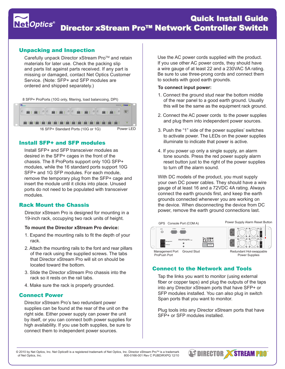 Net Optics Director xStream Pro User Manual | 2 pages