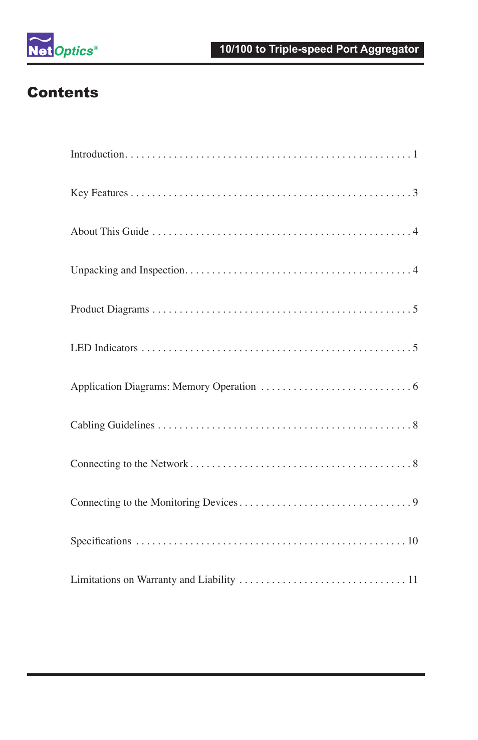 Net Optics 10_100 to Triple-speed Port Aggregator User Manual | Page 3 / 16