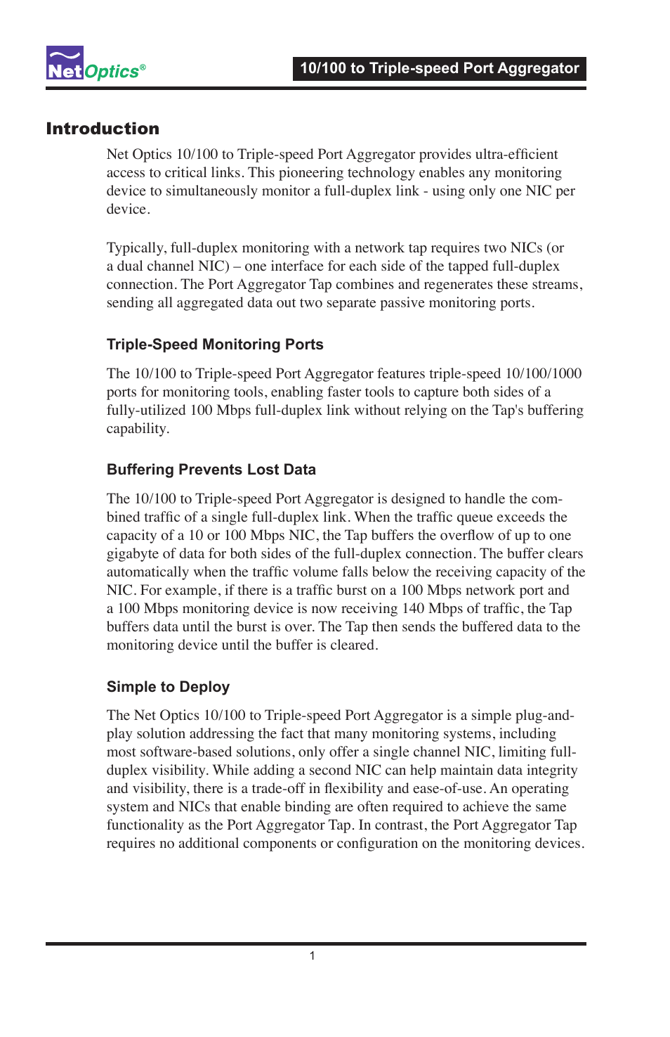 Net Optics 10_100 to Triple-speed Port Aggregator User Manual | Page 5 / 16