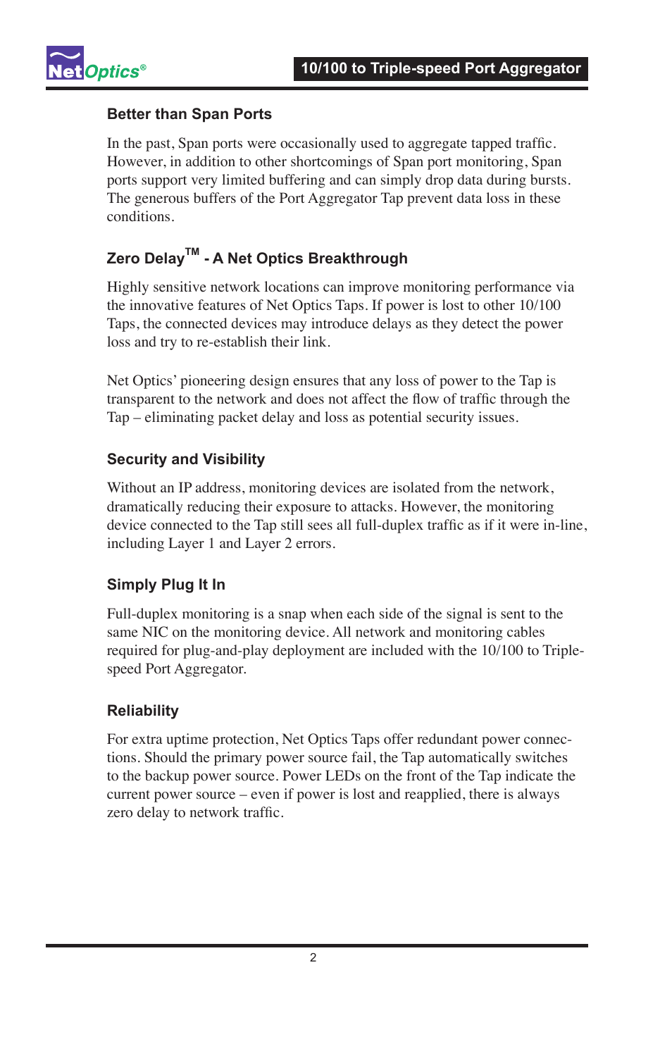 Net Optics 10_100 to Triple-speed Port Aggregator User Manual | Page 6 / 16