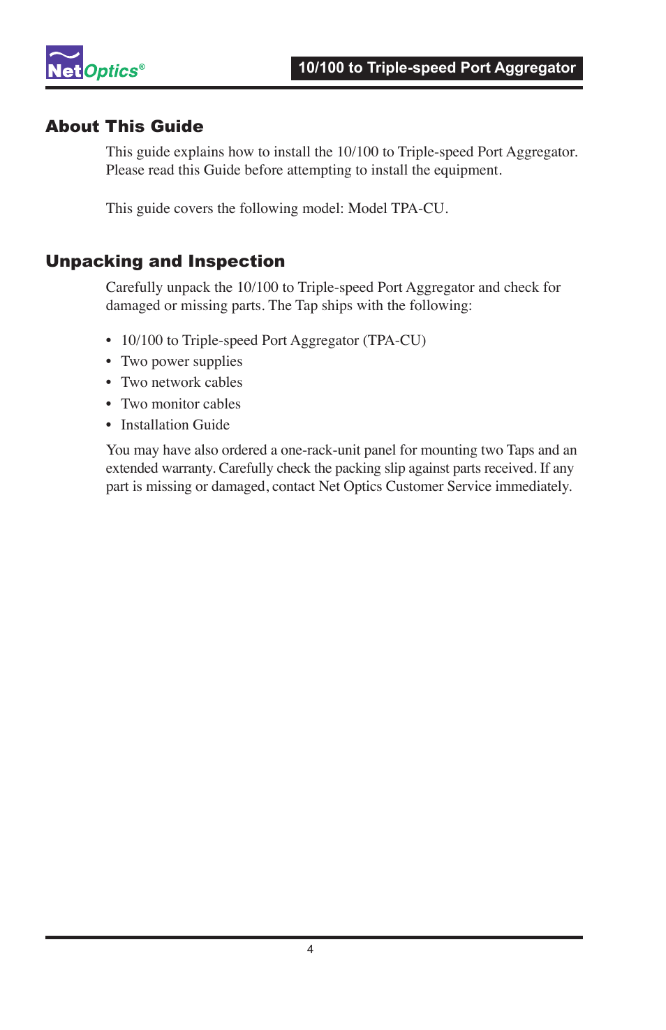 Net Optics 10_100 to Triple-speed Port Aggregator User Manual | Page 8 / 16