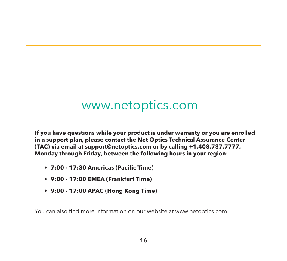 Net Optics xStream 40 User Manual | Page 16 / 16