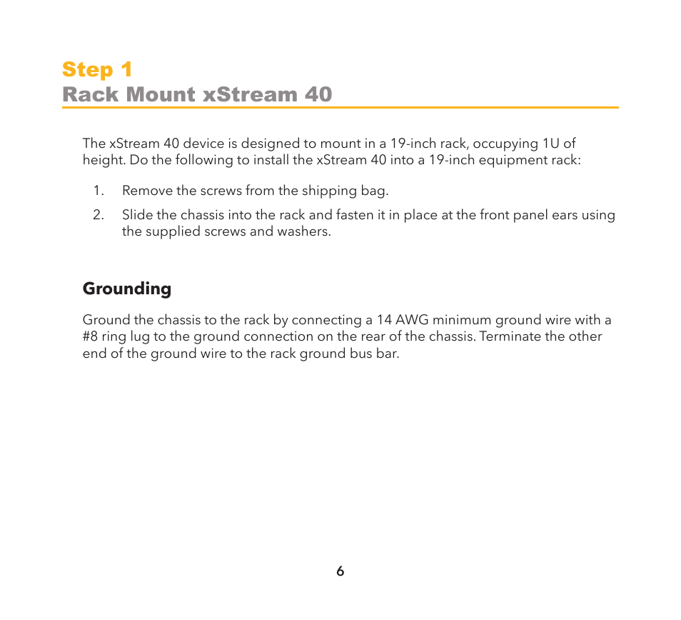 Step 1 rack mount xstream 40 | Net Optics xStream 40 User Manual | Page 6 / 16