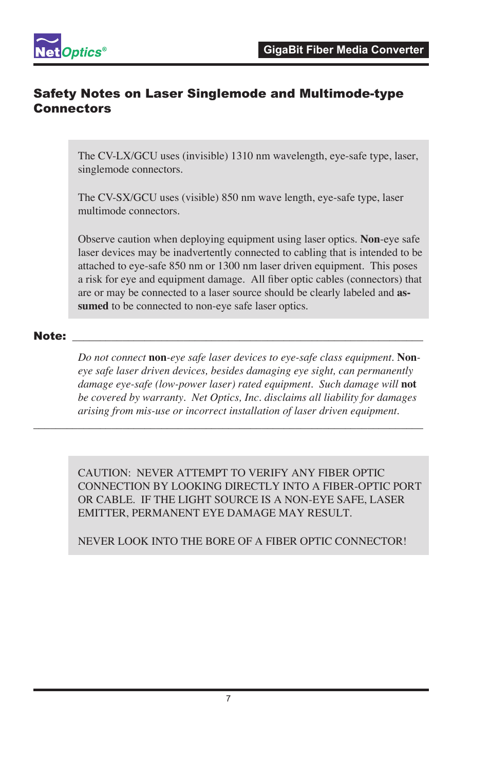 Net Optics GigaBit Fiber Media Converter User Manual | Page 11 / 16